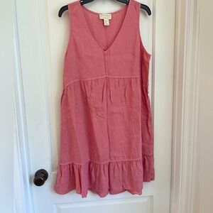 Cynthia Rowley 100% linen sleeveless pink dress size XL.